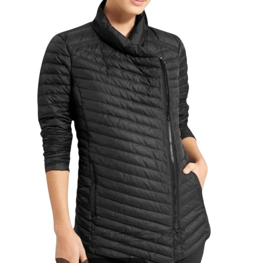 ATHLETA So Down Asymmetric Hem Black Puffer Jacket Size XS